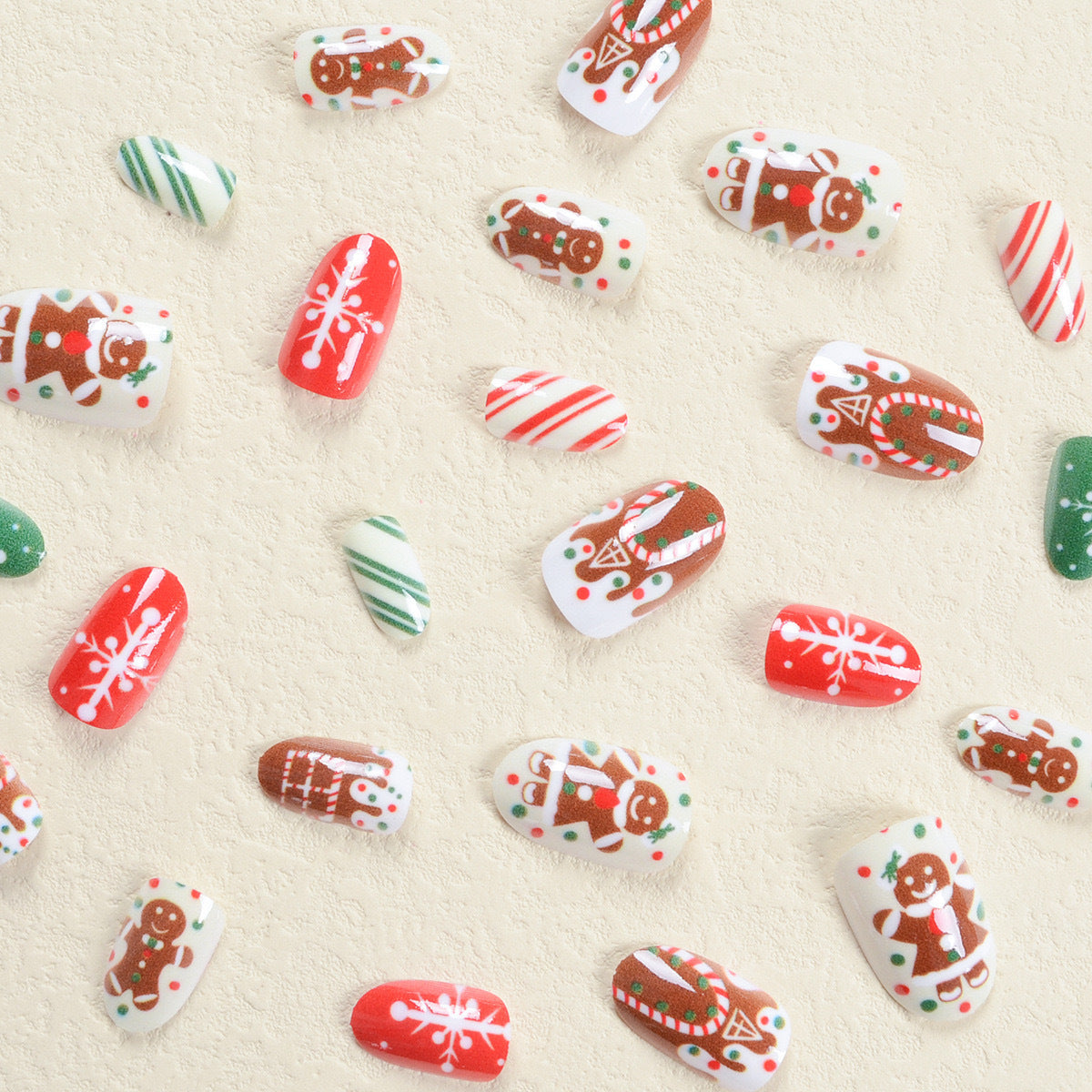 Christmas Gingerbread Man Chocolate House Fake Nail Tip