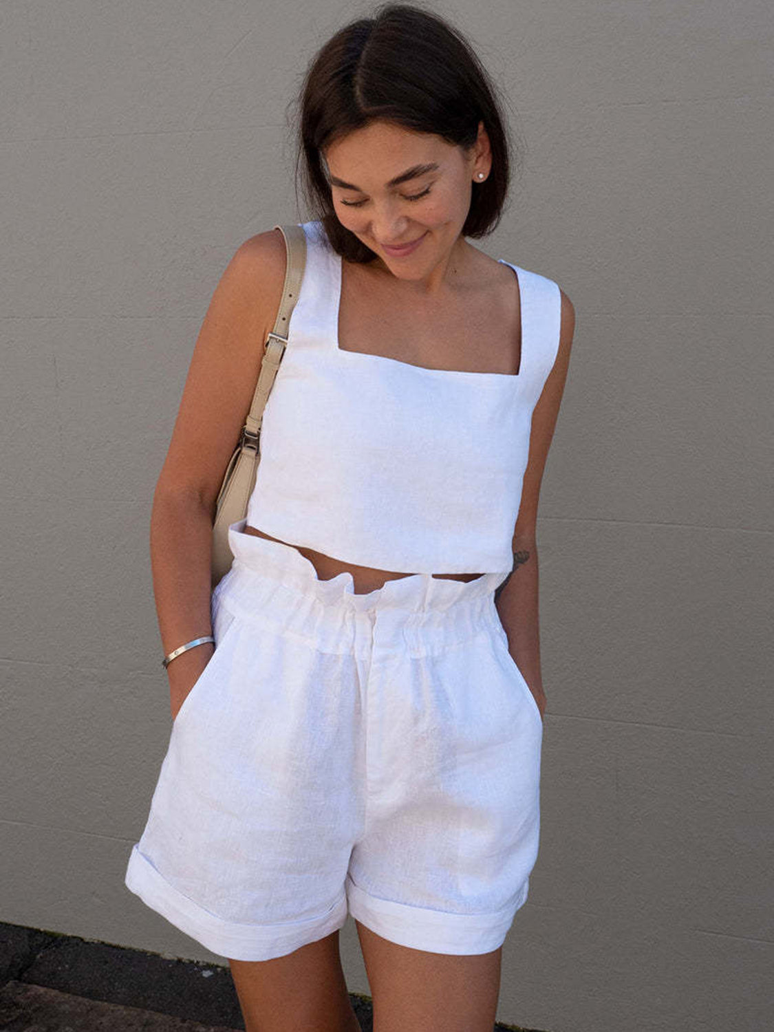 Square Neck Sleeveless Top and Shorts Set