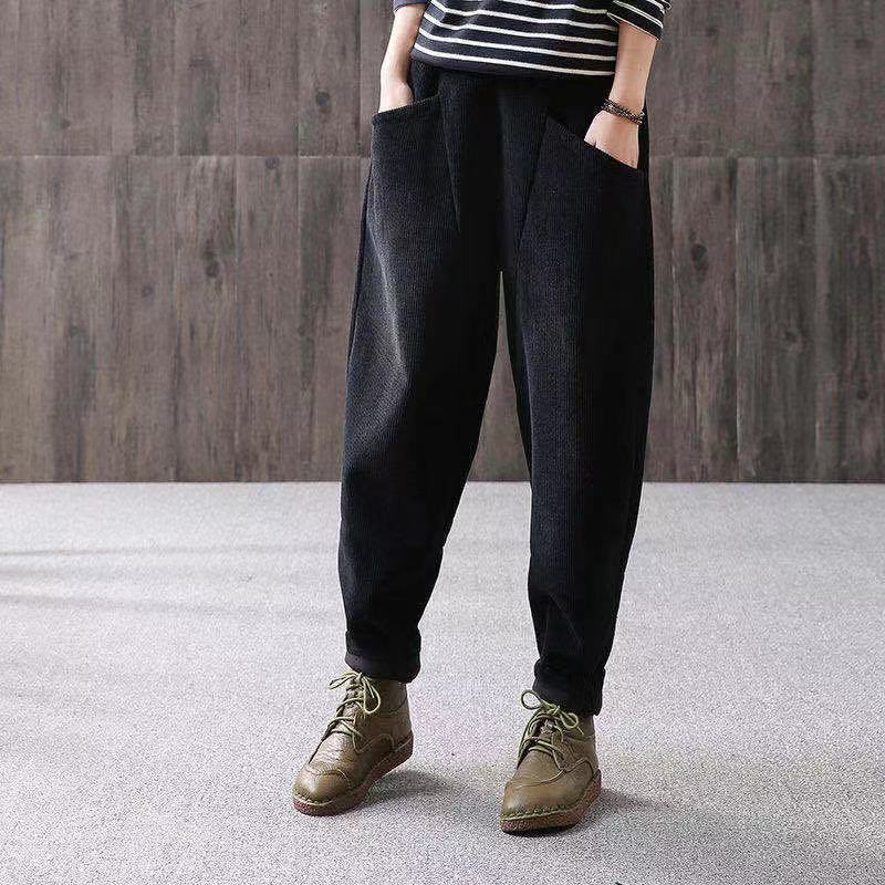 Vintage Literary Corduroy Harem Pants Are Thin And Loose