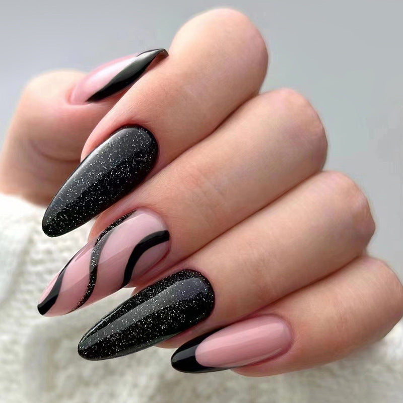 Women's Black Mysterious Starry Sky Simple Nail Tip