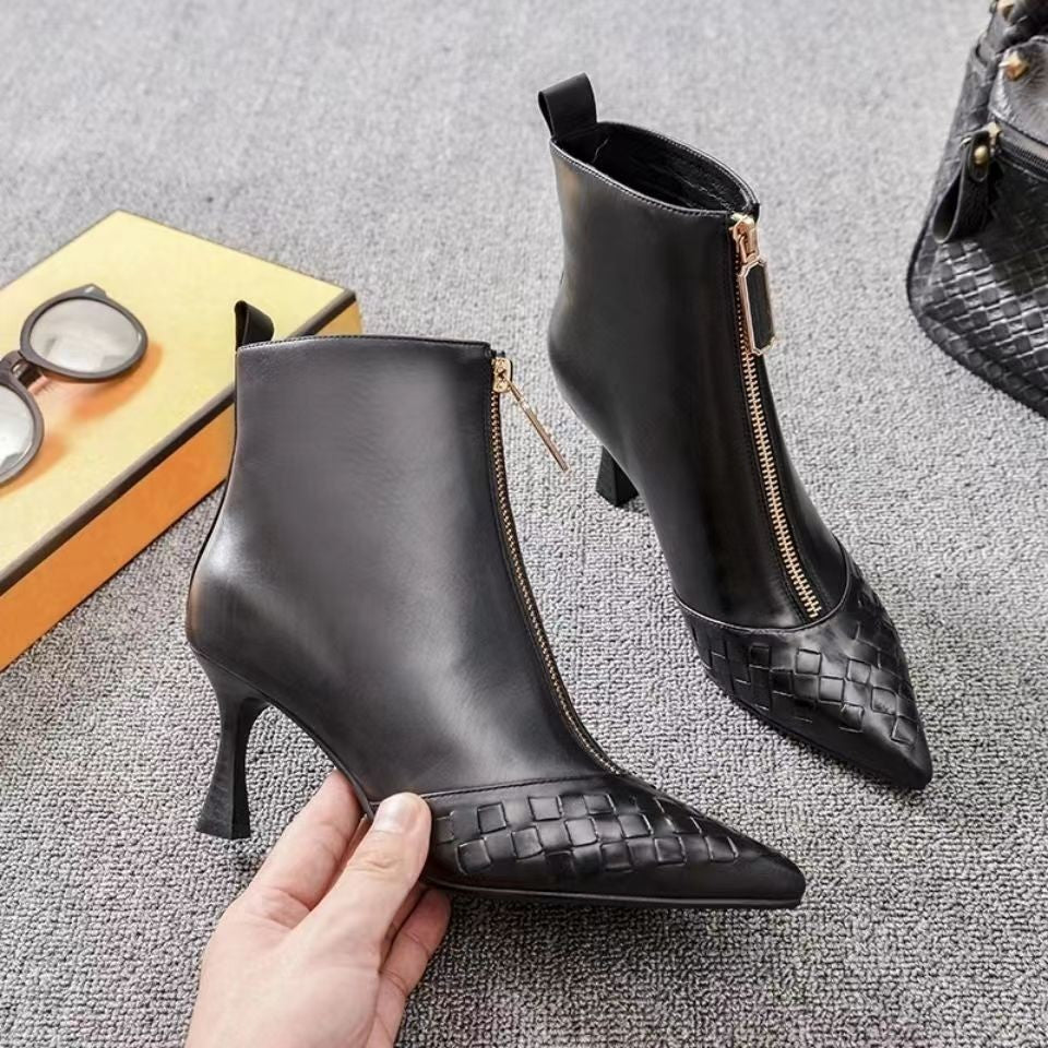 Pointed Toe Stiletto Heel Ankle Boots For Women