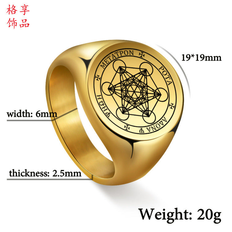 Personalized Patterns Star Of David Stainless Steel Ring