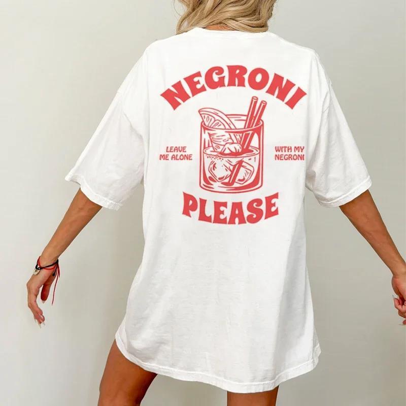 Negroni Please Graphic T-Shirts Vintage Streetwear Women Cut