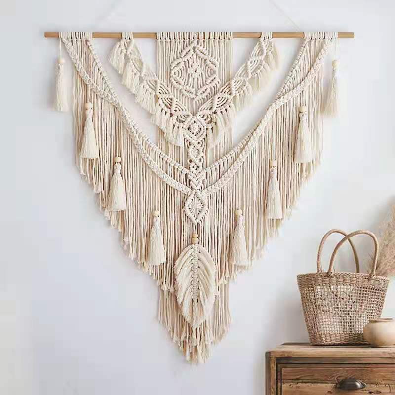 Nordic Bohemian Lace Fringe Handwoven Tapestry