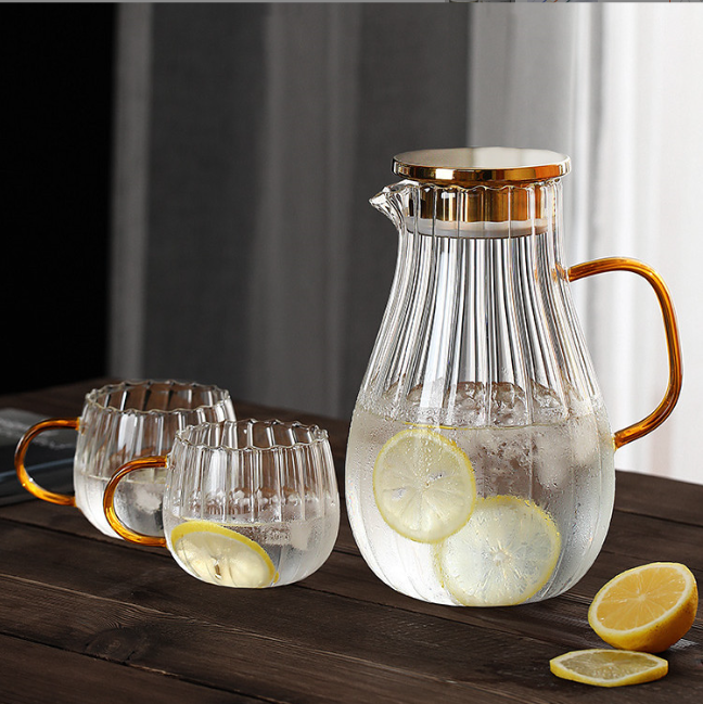 Striped Water Droplets Borosilicate Glass Teapot