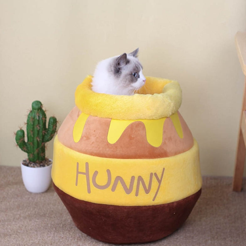 Honey Pot Cat Nest Cartoon Cat Bed House Cave Lounger For Cats Kittens