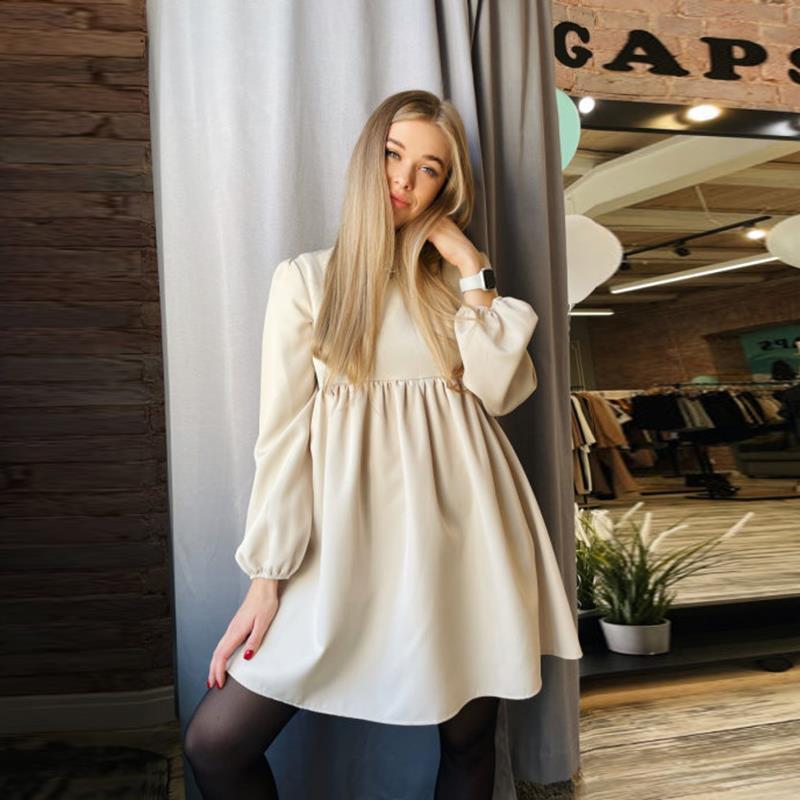 Spring New Loose High Waist Pure Color Dress