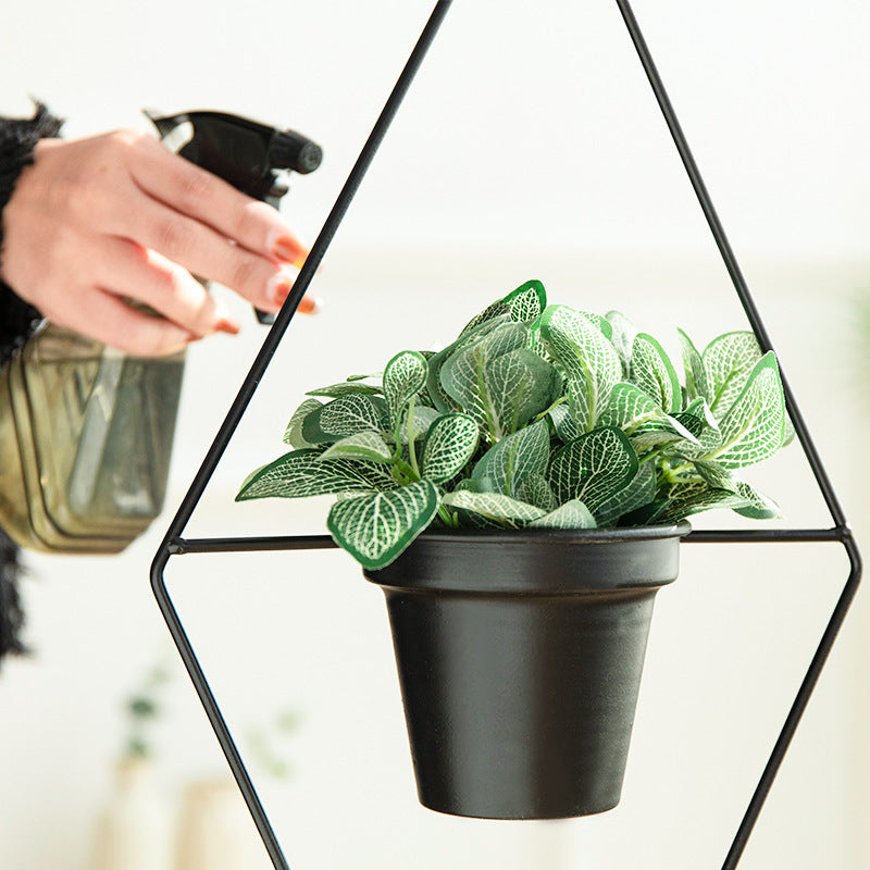 Creative Pentagonal Dangling Hanging Round Iron Flower Pot Planter