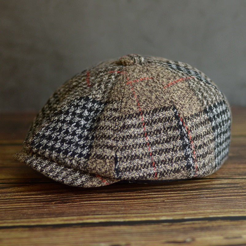 Woolen Octagonal Beret Thickened Autumn And Winter For Men And Women