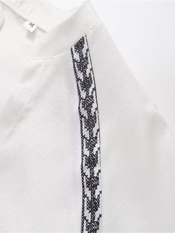 Women's Fashionable Versatile Cross-Stitch Personalized Contrasting Shirt