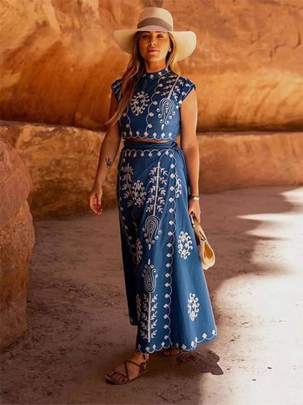 Fashion Printed Holiday Style Two-piece Dress