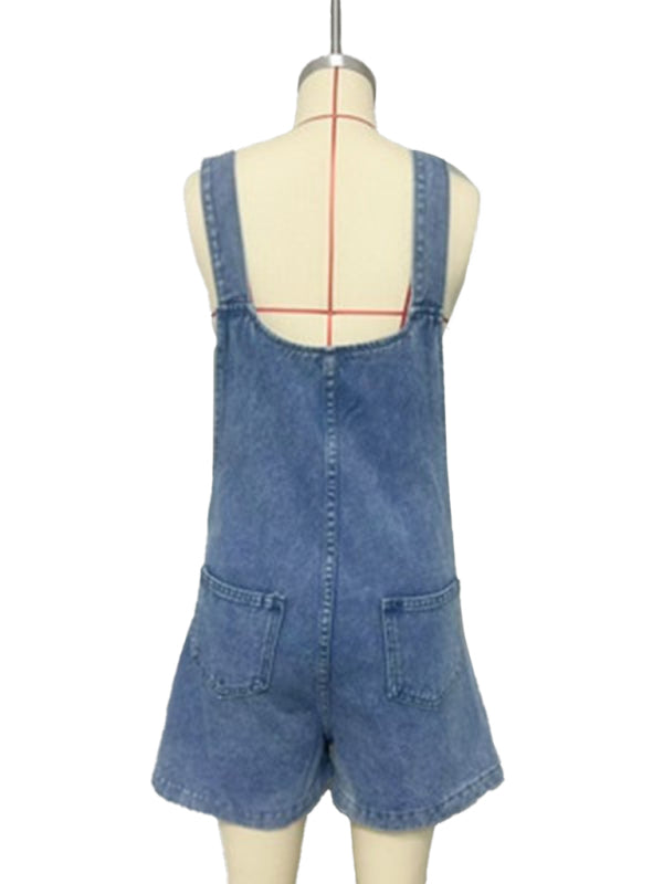 Women's Slim Straight Denim Overall Shorts