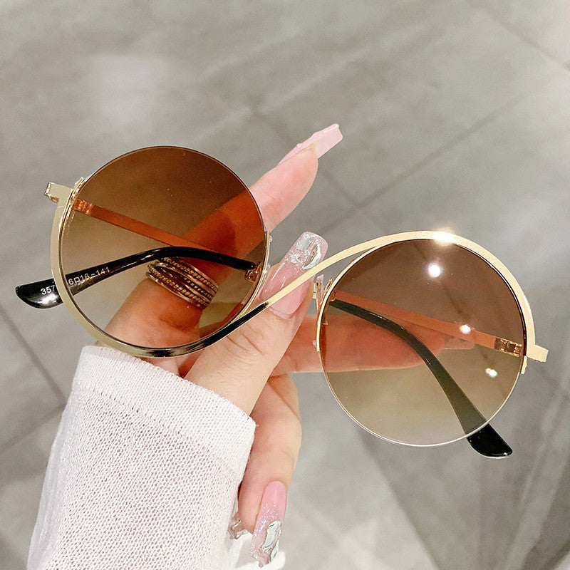 Women's Round Frame Irregular UV Resistant Sunglasses