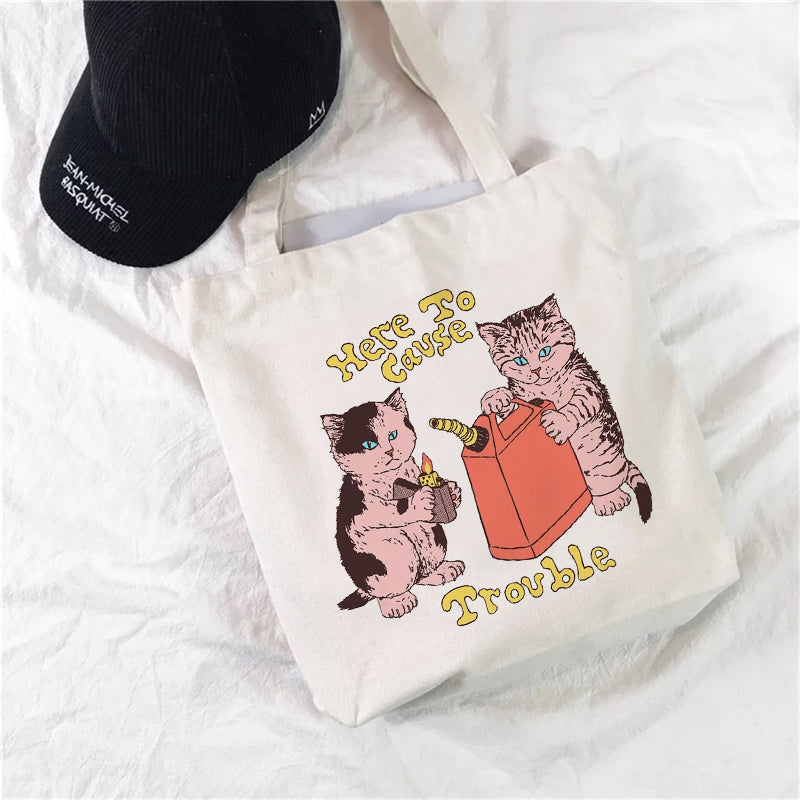 Women's Shopping Bag Funny Cute Cartoon Cat Pattern