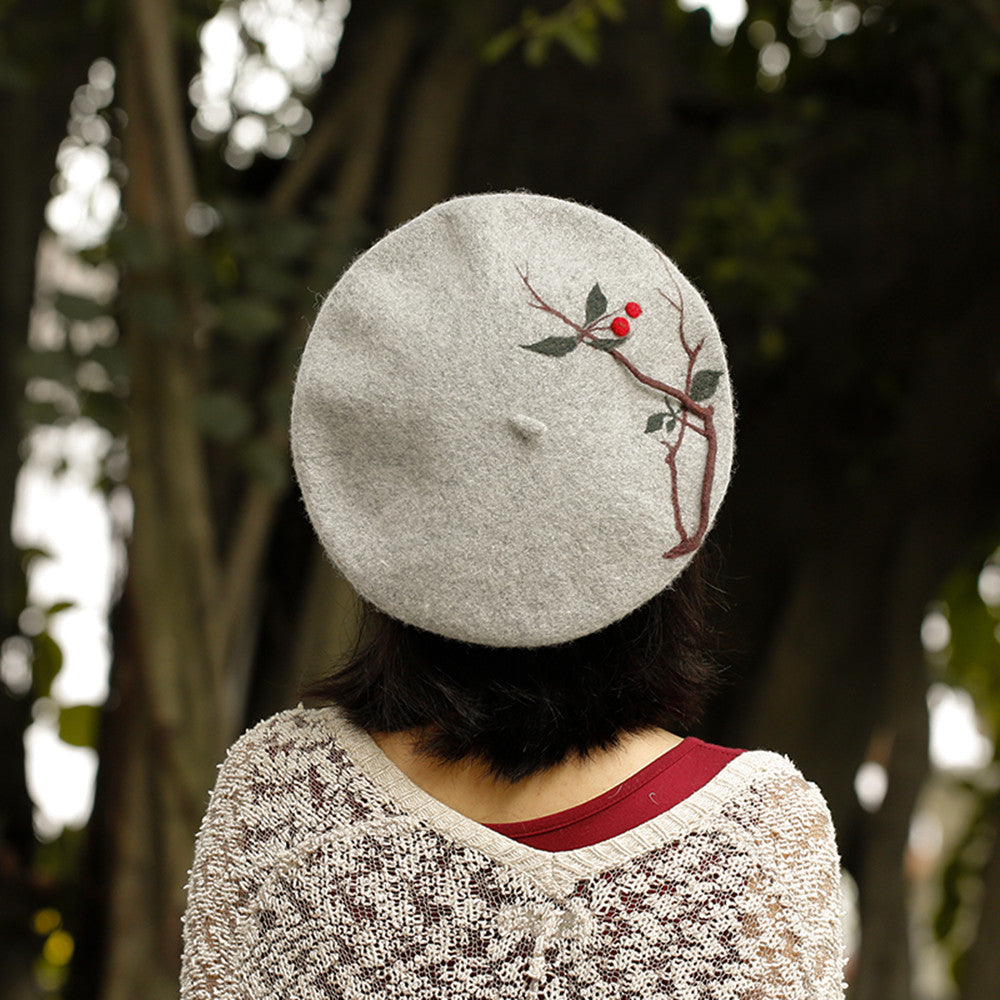 Painter Hat Beret Women's Wool Creative Pattern