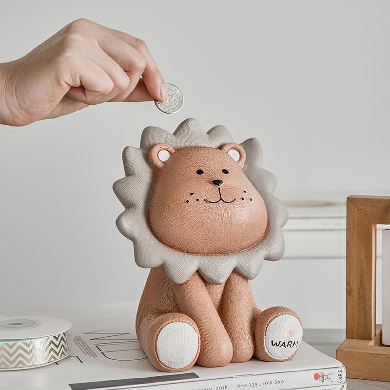 Lion Money Box Cartoon Cute Coin Bank Children Child Piggy Bank Nursery Adorable Gift Saving Box