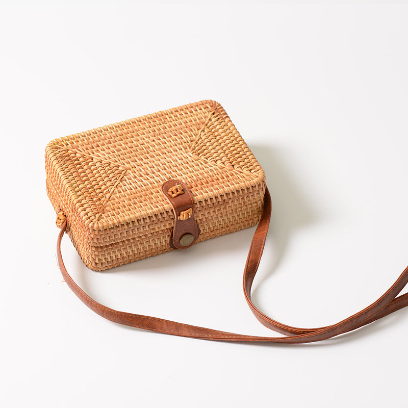 Hand-Woven Bamboo One-Shoulder Straw Woven Lady's Fashion Bag