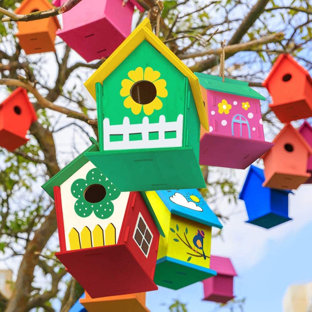 DIY Build and Paint Your Bird House Outdoor And Indoor Pendant Crafts