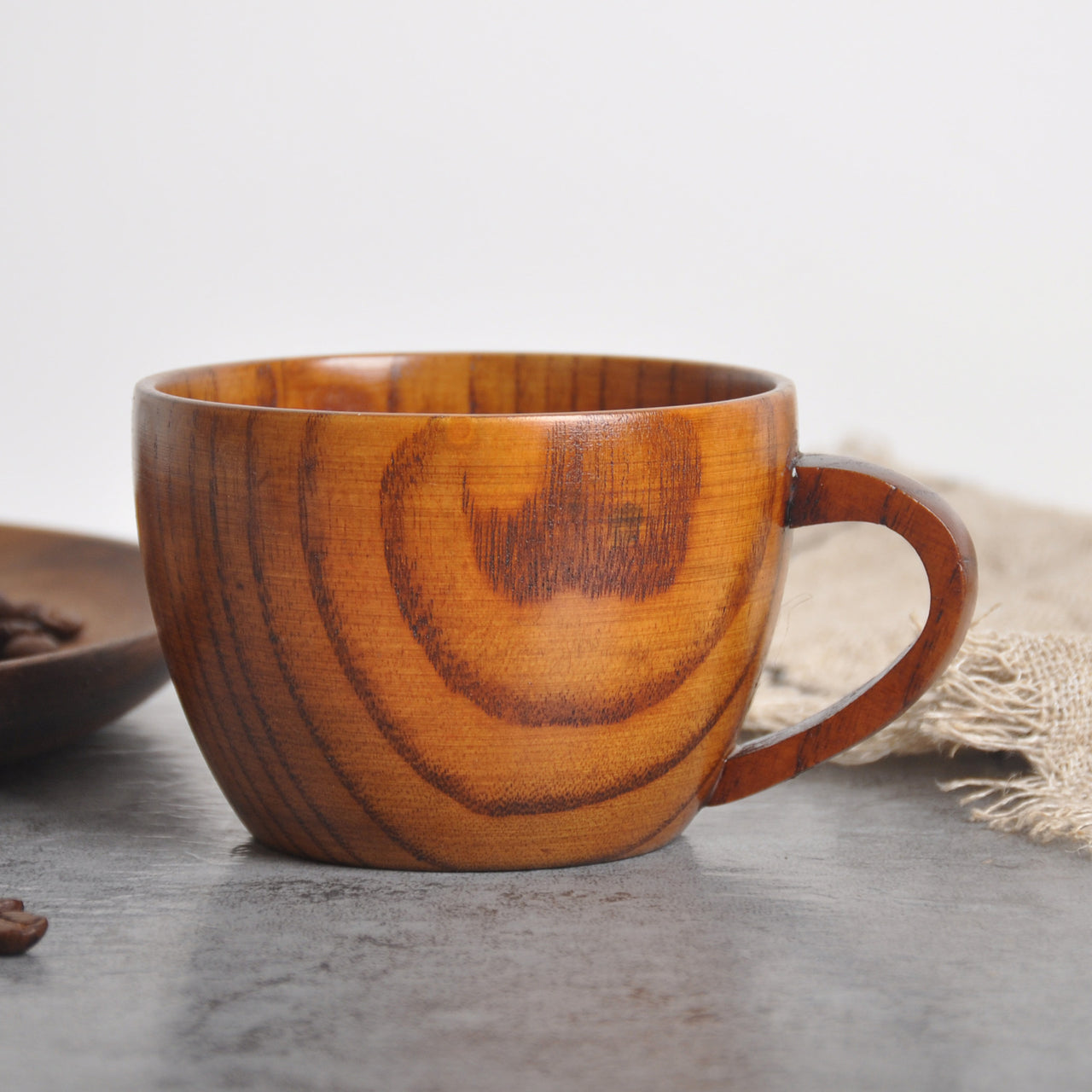 Jujube Wooden Flat Bottom Mug Coffee Cup