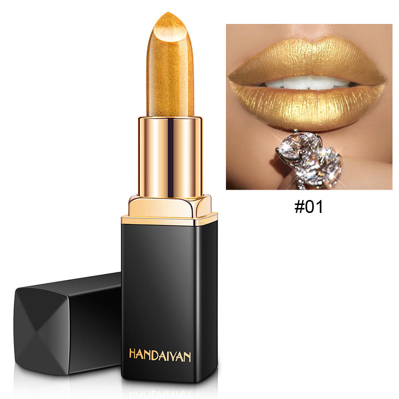 Han Daiyan Mermaid Shiny Metallic Lipstick Pearlescent Color Changing Temperature