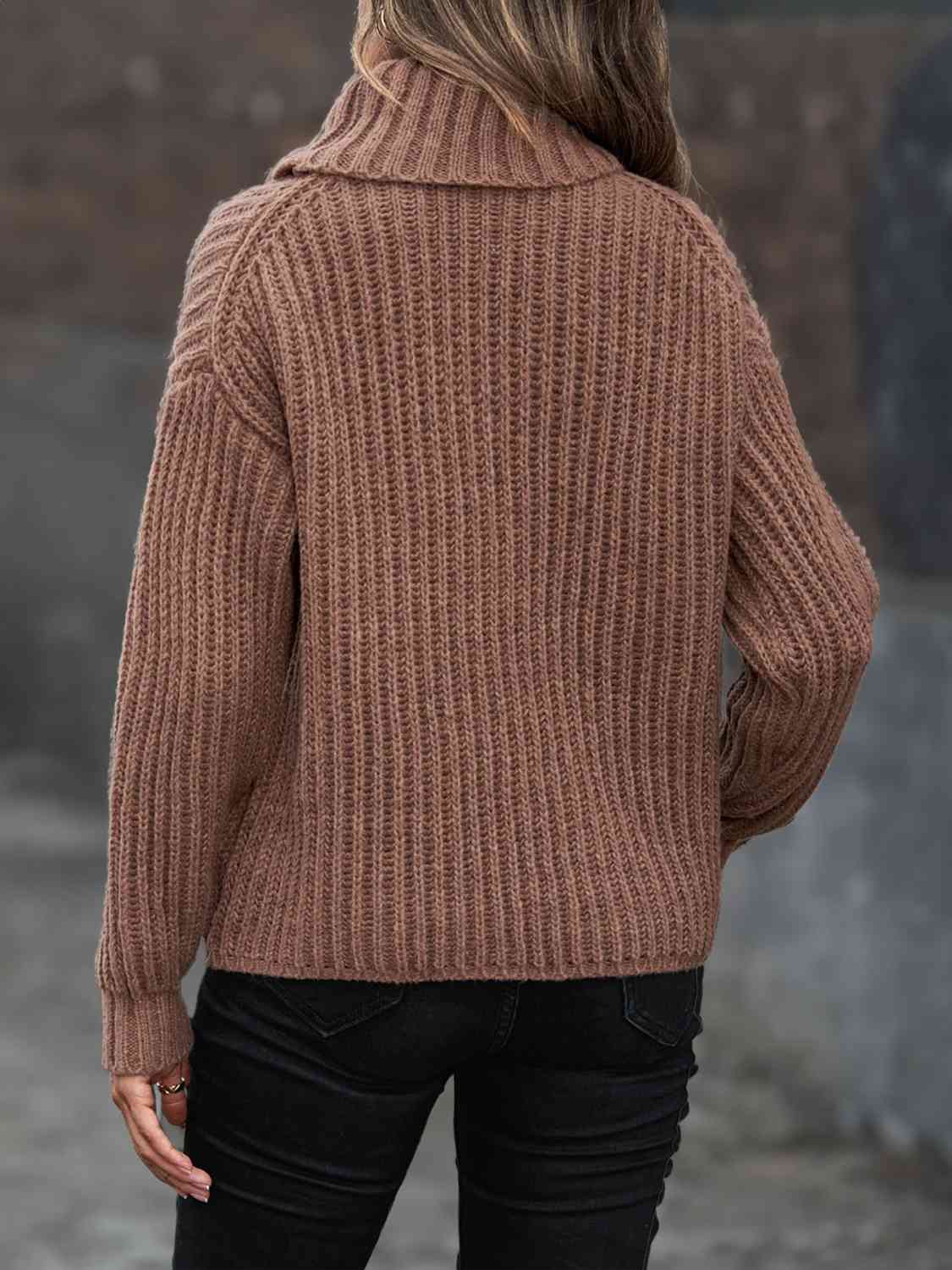 Turtleneck Rib-Knit Sweater