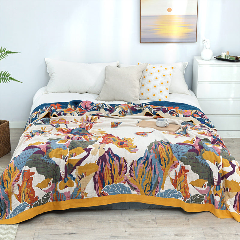 Household Colorful Floral Cotton Multi-layer Quilt