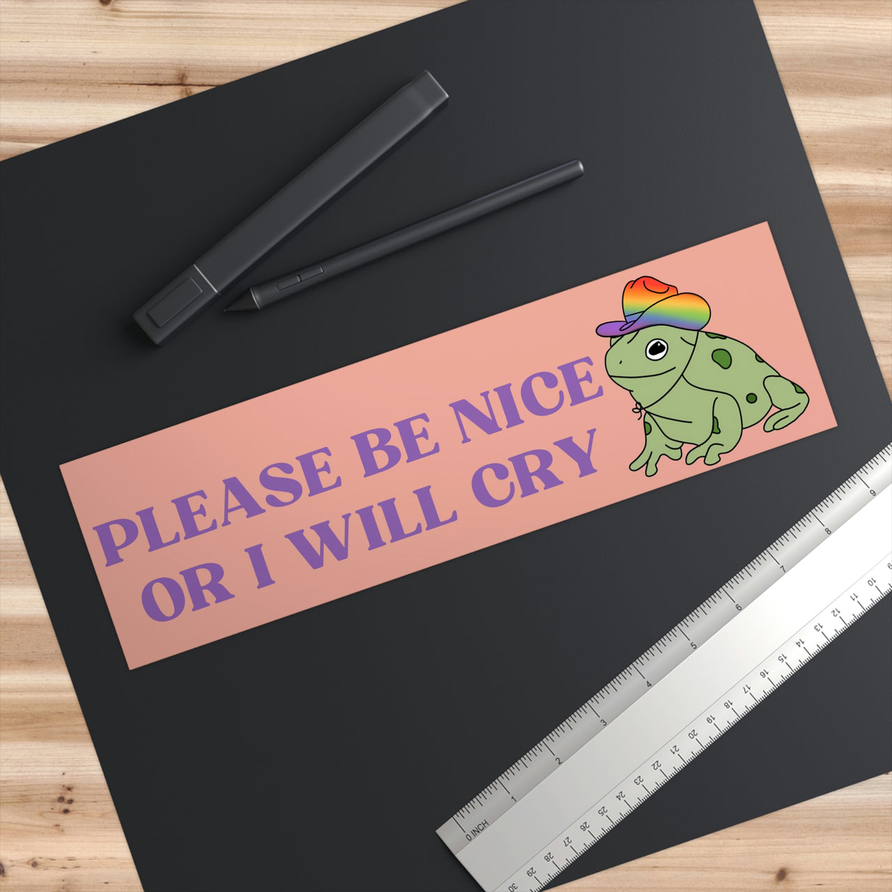 Please Be Nice Frog Bumper Sticker