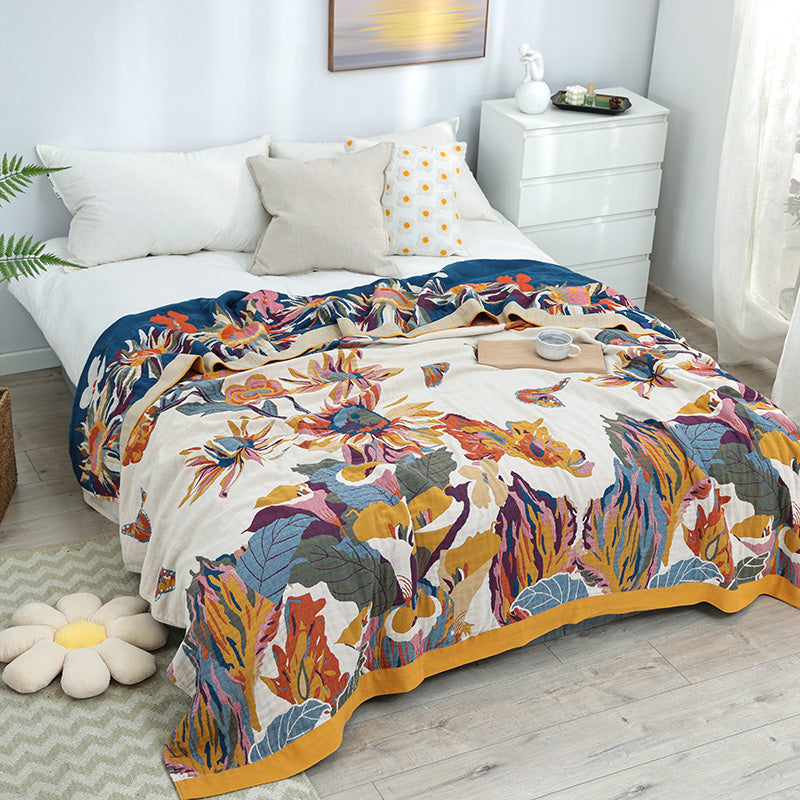 Household Colorful Floral Cotton Multi-layer Quilt