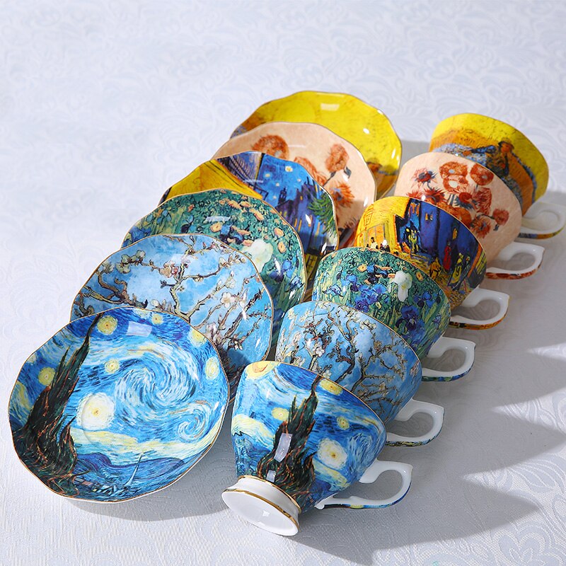 European Style Small Luxury Artist Coffee Cup Ceramic Painting Mug