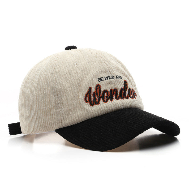 Retro Assorted Colors Letters Corduroy Peaked Hat