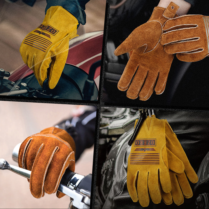 Leather Retro Motorcycle Full Finger Gloves
