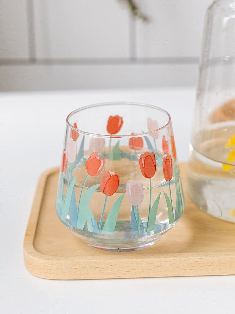 Home Simple And Cute Tulip Glass Water Cup