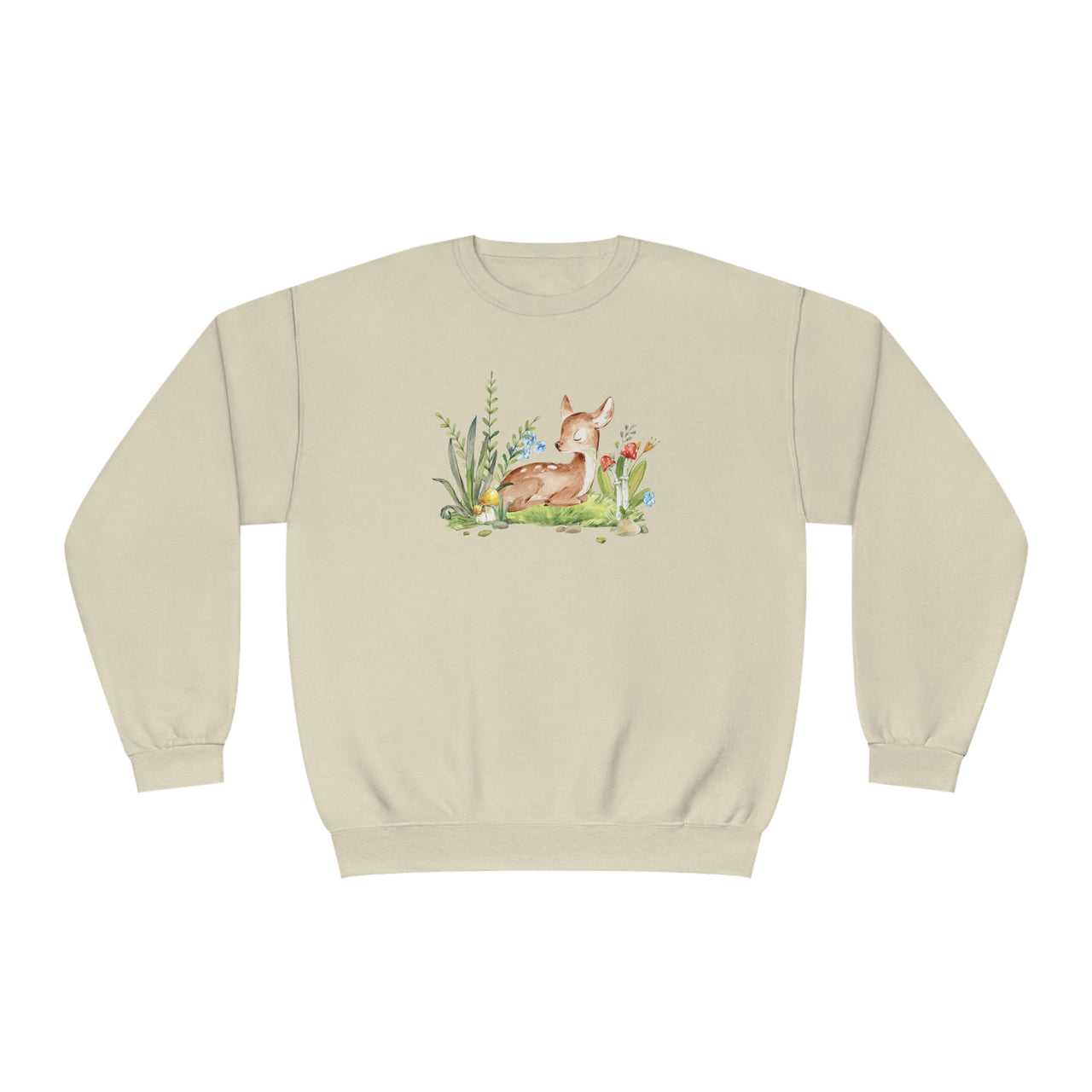 Sweet Fawn Sweatshirt, Vintage Style Deer Pullover Sweater