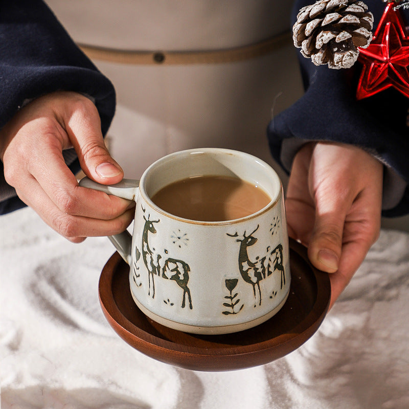 Christmas Retro Ceramic Kiln Changing Cup Mug