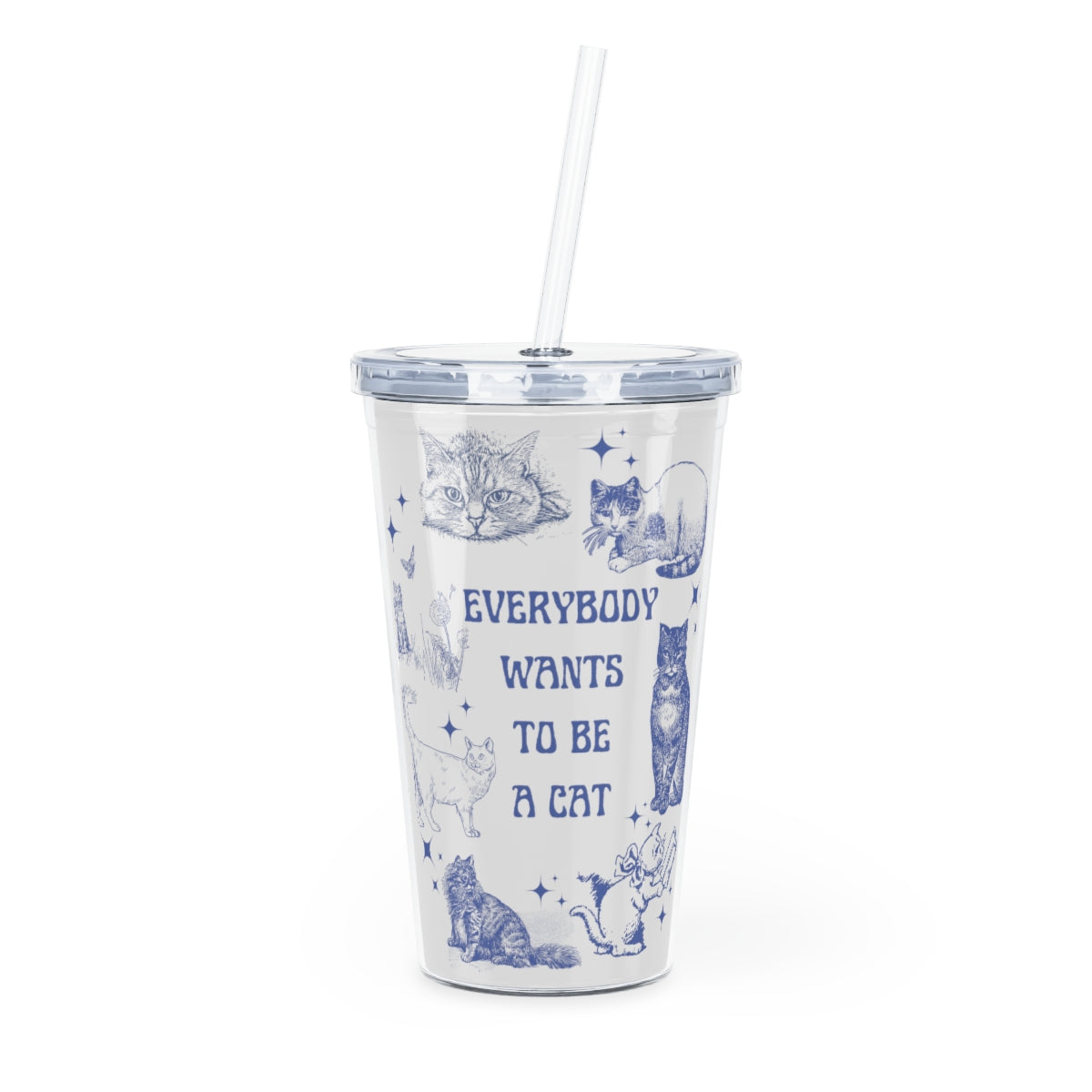 Everybody Wants To Be A Cat Plastic Tumbler with Straw, Aristocats Cute Disney Tumbler