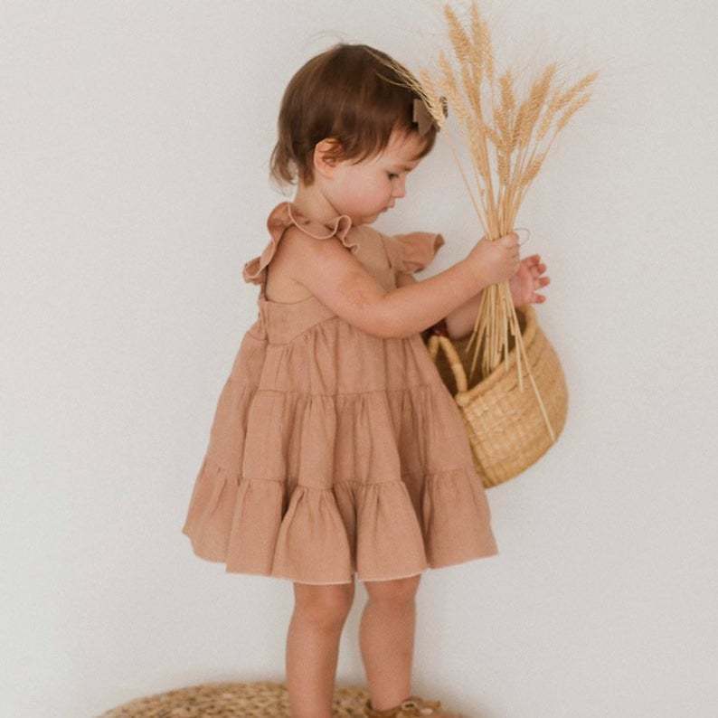 Infant Cotton And Linen Dress Baby Girl Summer Vest Dress