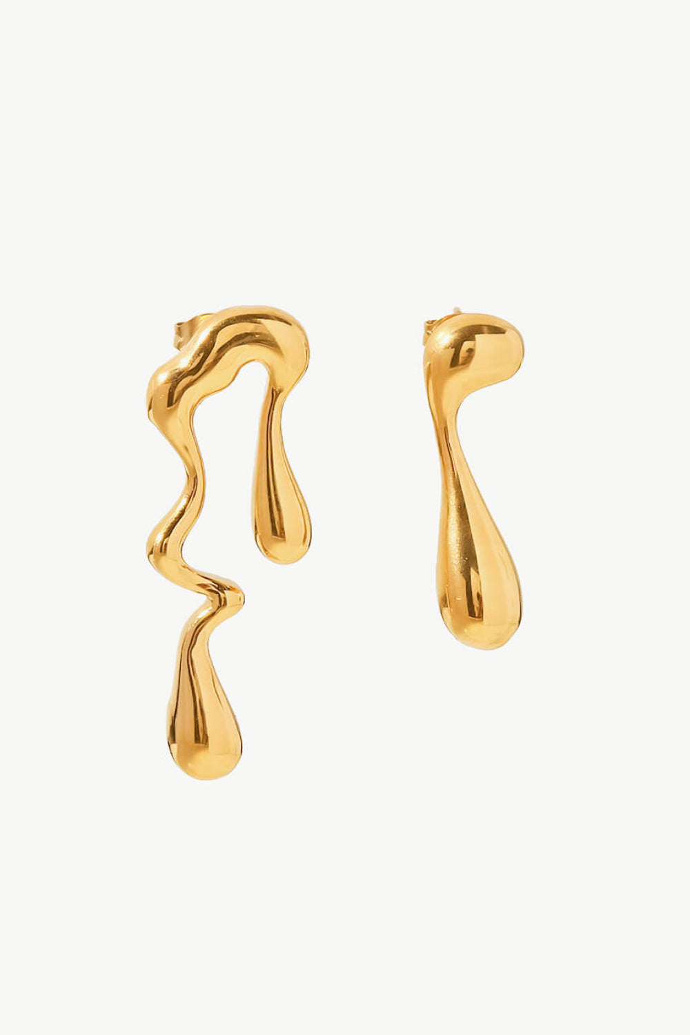 18K Gold Plated Geometric Mismatched Drip Earrings