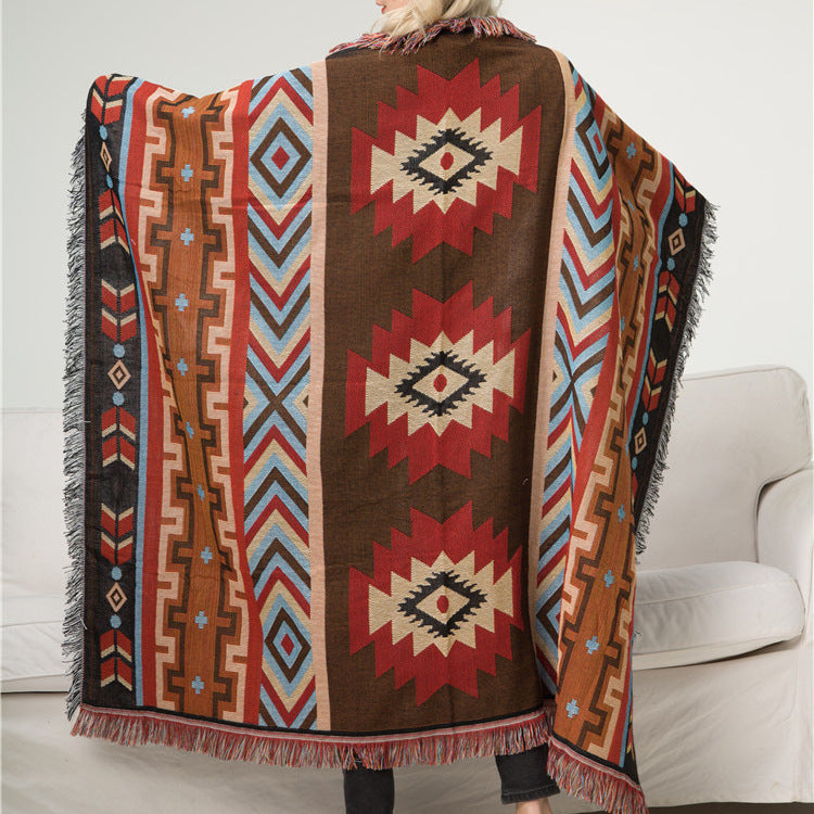 American sofa blanket knitted geometric pattern