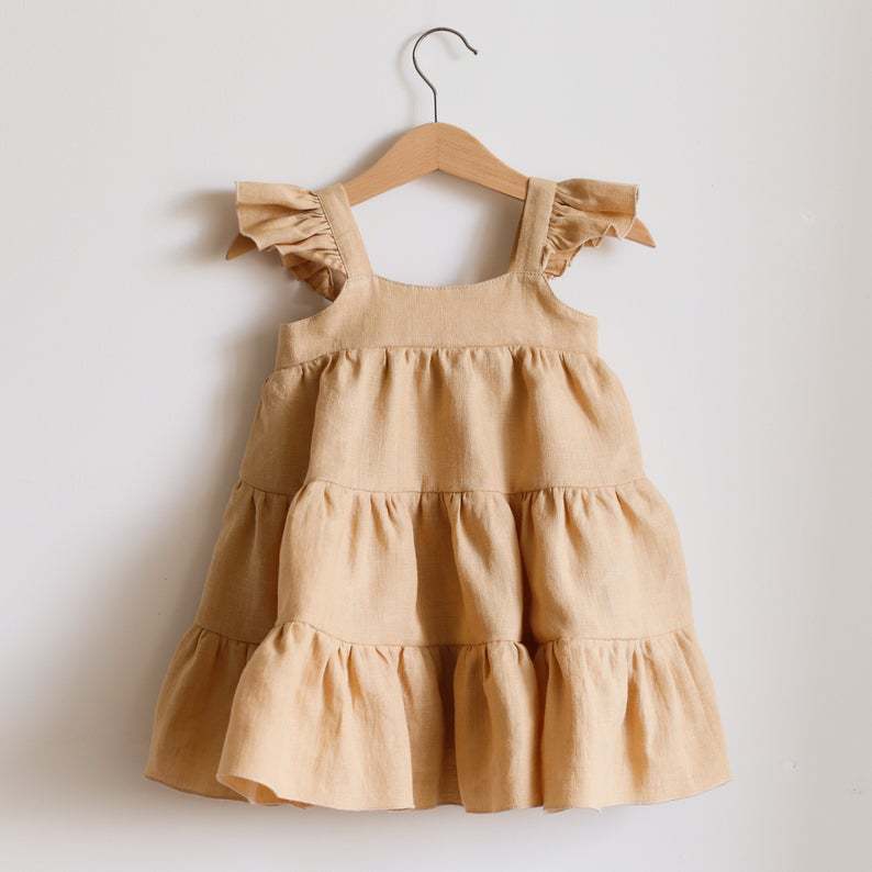 Infant Cotton And Linen Dress Baby Girl Summer Vest Dress