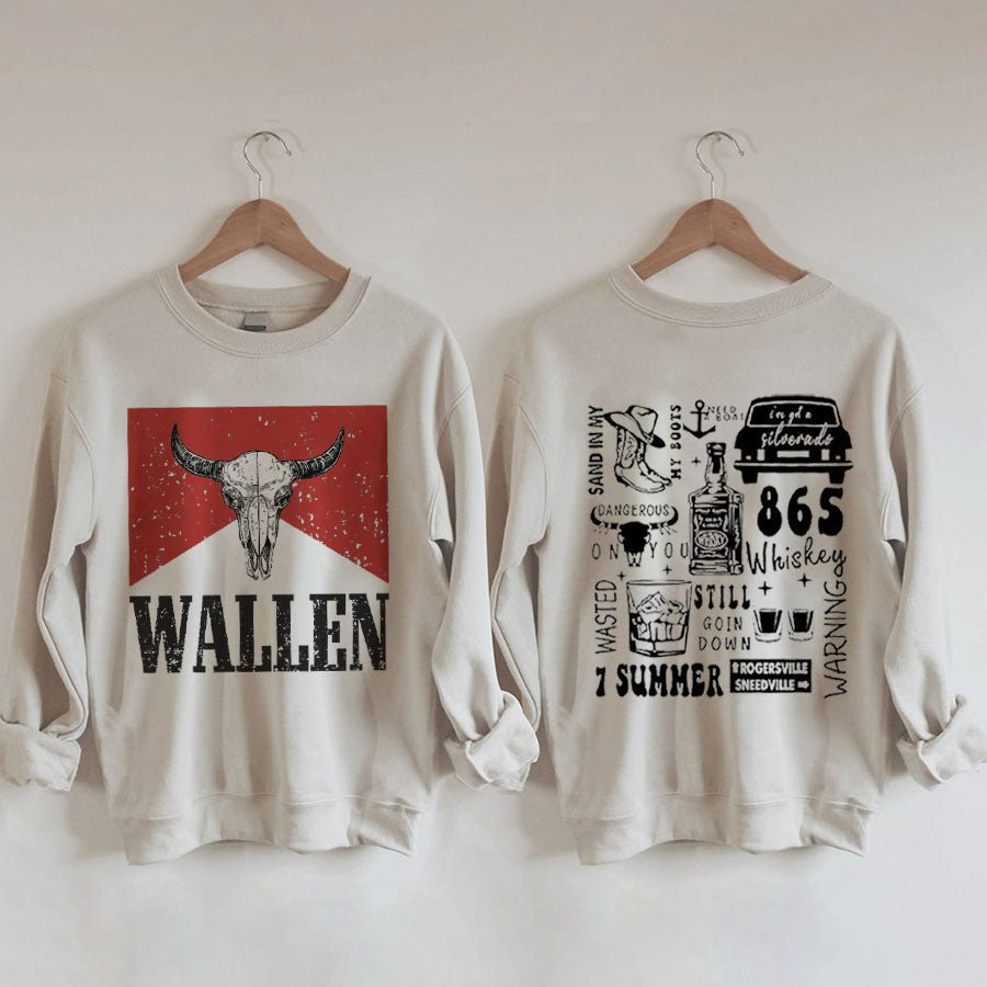 WALLEN Long Sleeve Cotton Printed Loose Sweater