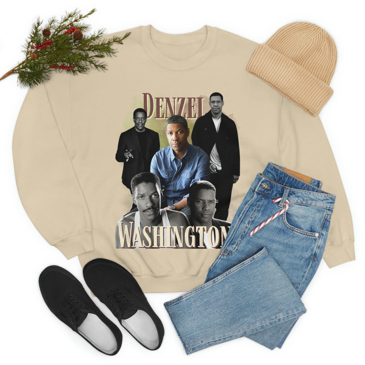 Denzel Washington Sweatshirt, 90s Rap Style Bootleg American Gangster Pullover Crewneck, Book of Eli Movie Fan Gift