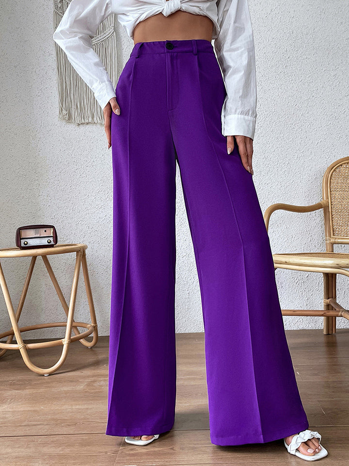 Purple High Waist Wide Leg Pants