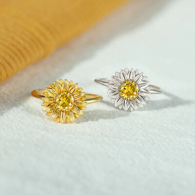 Sunflower Zircon 18K Gold-Plated Ring