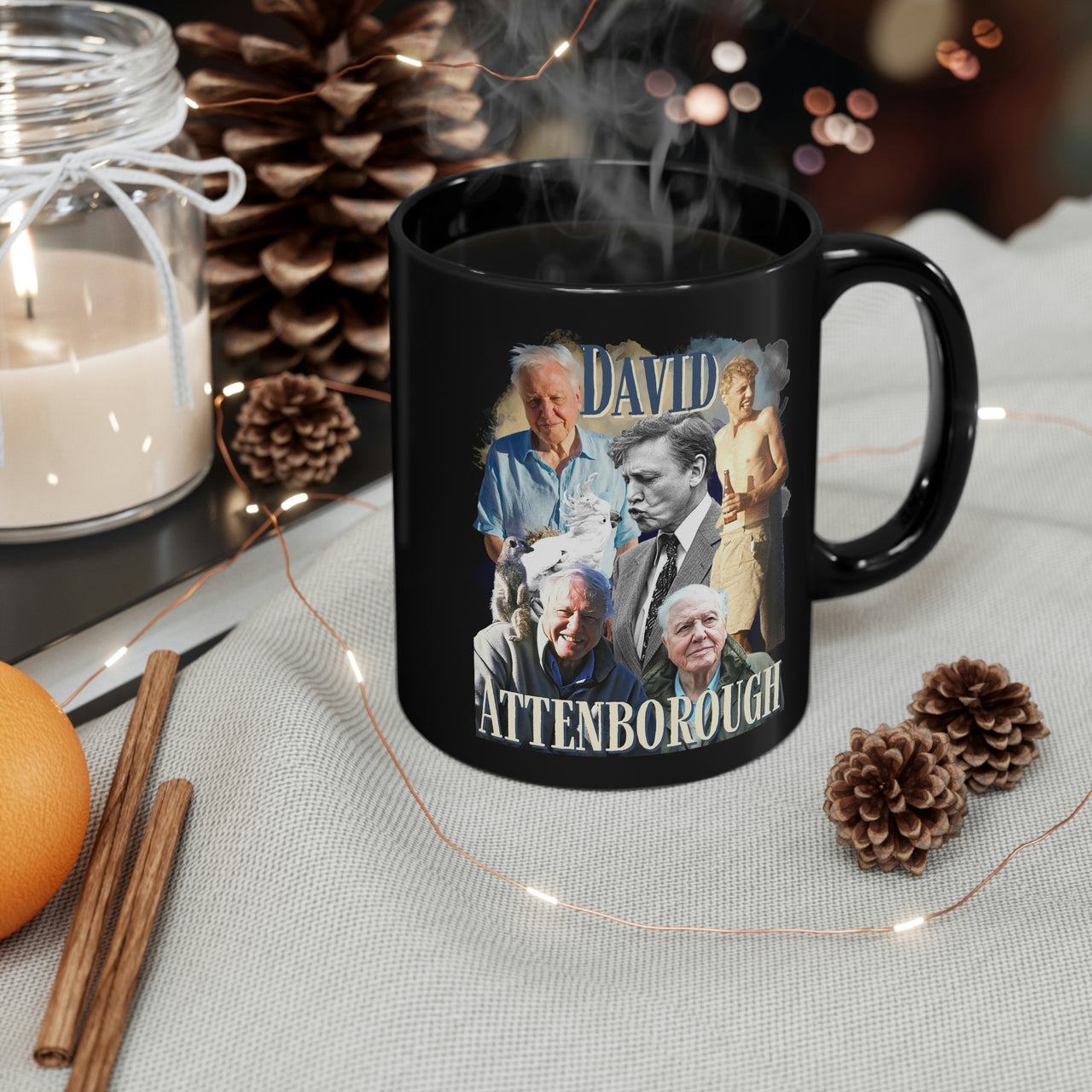 David Attenborough Mug, Homage 90's Vintage Style Nature Doc Biologist Fan Coffee Cup, Retro Nature Historian Fan Gift, 11 oz