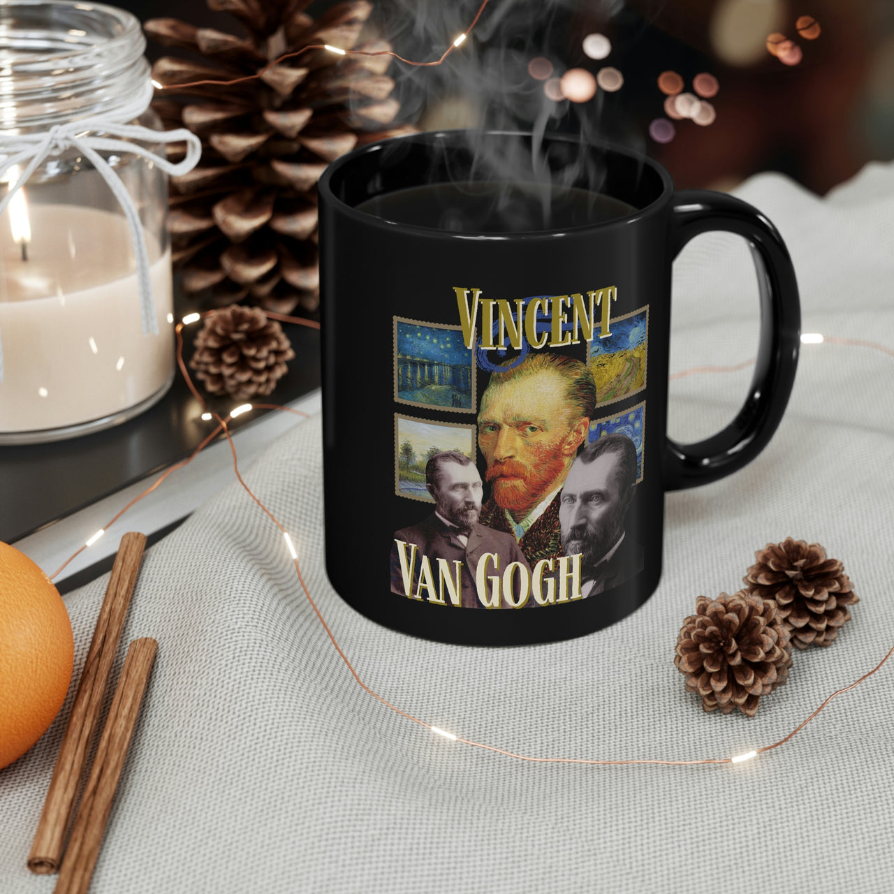 Vincent Van Gogh Mug, Homage 90's Vintage Style Famous Post-Impressionist Artist Coffee Cup, Retro Art Gift Mug, 11 oz