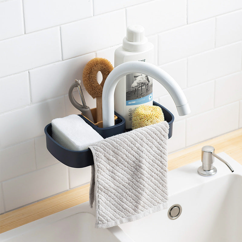 Sink Shelf, Soap Sponge Drain Rack Storage Basket, Faucet Holder Adjustable Sink Kitchen Accessories