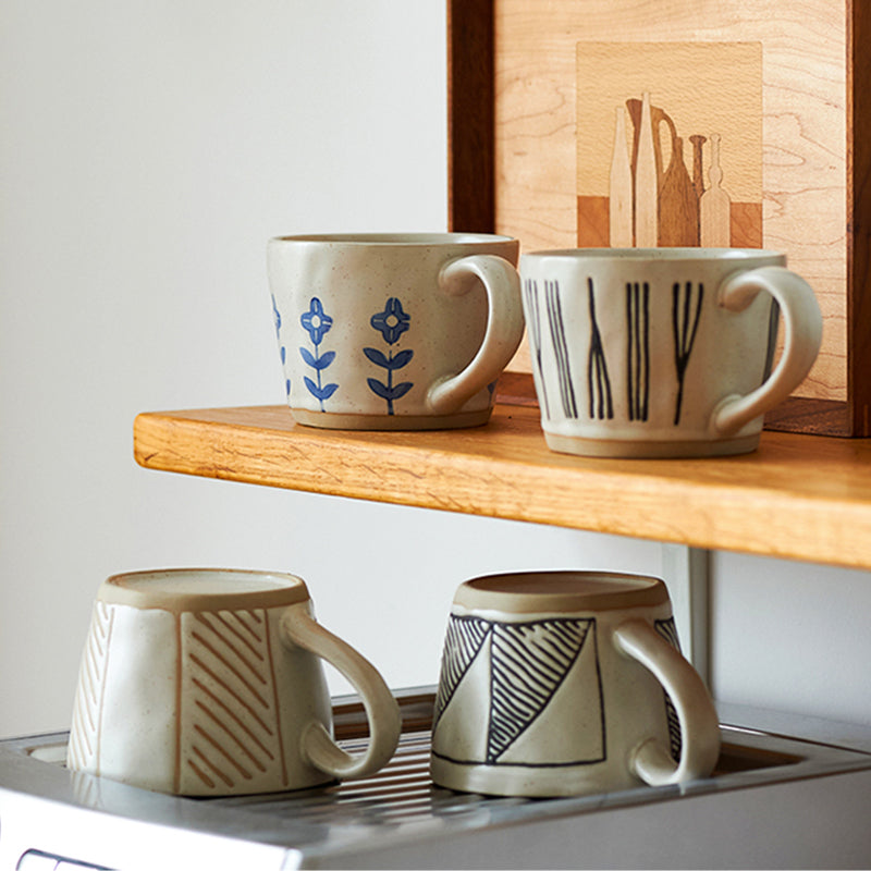 Stoneware Retro Ceramic Mug Hand-squeezed In-Style High-value Cup