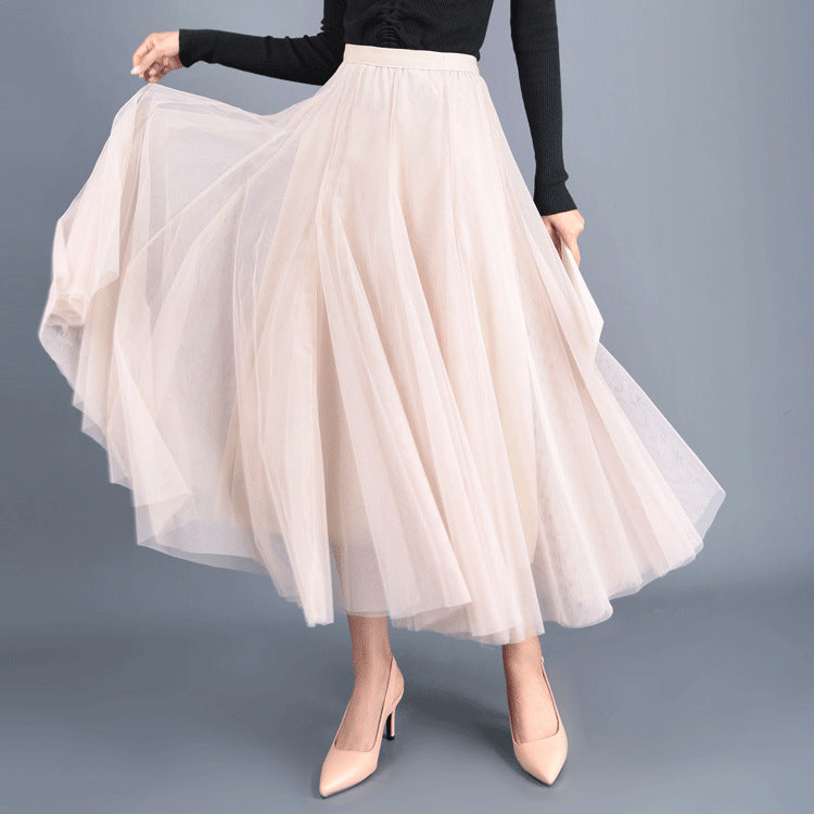 Spring Swing Puffy Ankle-length Skirt High Waist Slim Fit Fairy Skirt