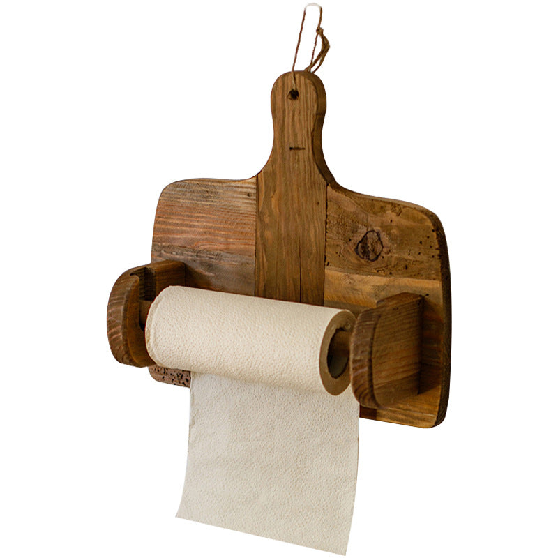 Natural Old Wood Paper Roll Kitchen Tissue Holder
