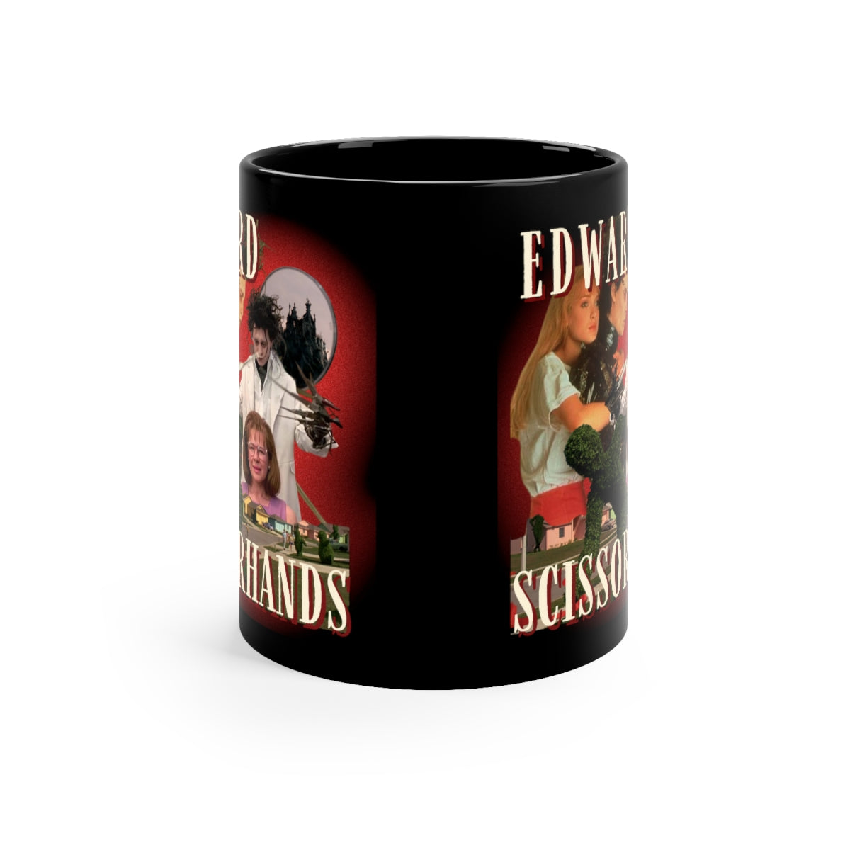 Edward Scissorhands Black Glossy Mug, Bootleg Vintage 90's Style Coffee Mug, Tim Burton Cup 11 oz Black Mug